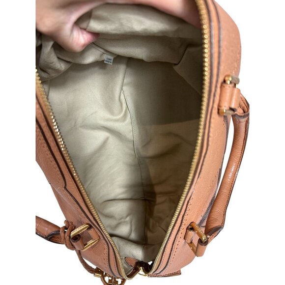 Tory Burch AMALIE Camel Satchel Shoulder Bag Pebbled Leather Beige Dust Bag - Picture 13 of 16